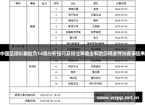 中国足球彩票胜负14场分析技巧及投注策略全解助您精准预测赛事结果